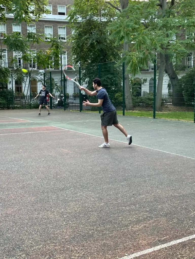 me playing tennis in London